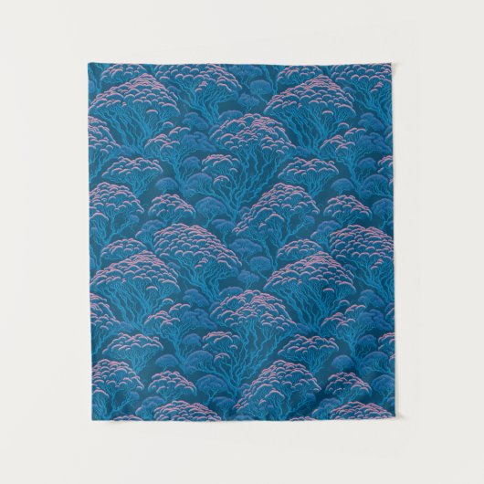 Blaue und rosa Korallenriff-Muster Wandteppich (Vorderseite)