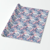 Blaue und rosa Landschaft Geschenkpapier (Ungerollt)