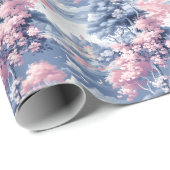 Blaue und rosa Landschaft Geschenkpapier (Rolleneckpunkt)