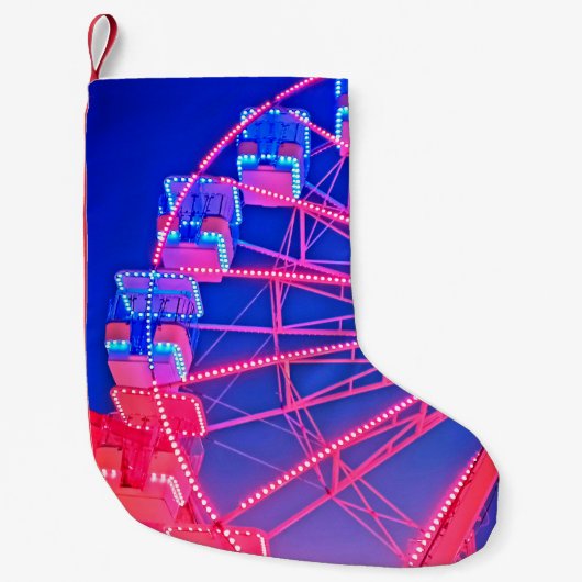 Blaue und rosa Leuchten Kleiner Weihnachtsstrumpf (Vorderseite)