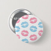Blaue und rosa Lippenmuster, Lipstick, Kiss Button (Vorne & Hinten)