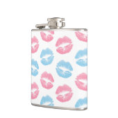 Blaue und rosa Lippenmuster, Lipstick, Kiss Flachmann (Links)