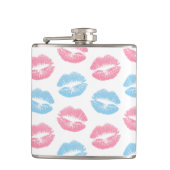 Blaue und rosa Lippenmuster, Lipstick, Kiss Flachmann (Vorderseite)