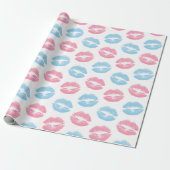 Blaue und rosa Lippenmuster, Lipstick, Kiss Geschenkpapier (Ungerollt)