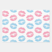 Blaue und rosa Lippenmuster, Lipstick, Kiss Geschenkpapier Set (Vorderseite 2)