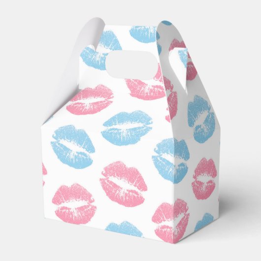 Blaue und rosa Lippenmuster, Lipstick, Kiss Geschenkschachtel (Rückseite)