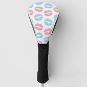 Blaue und rosa Lippenmuster, Lipstick, Kiss Golf Headcover (Vorderseite)