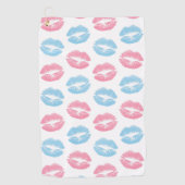 Blaue und rosa Lippenmuster, Lipstick, Kiss Golfhandtuch (Vorderseite)