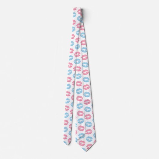 Blaue und rosa Lippenmuster, Lipstick, Kiss Krawatte (Rückseite)
