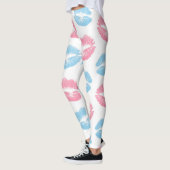 Blaue und rosa Lippenmuster, Lipstick, Kiss Leggings (Links)