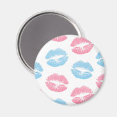 Blaue und rosa Lippenmuster, Lipstick, Kiss Magnet (Vorderseite/Rückseite)