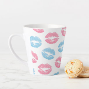 Blaue und rosa Lippenmuster, Lipstick, Kiss Milchtasse