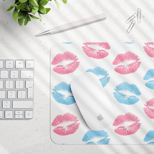 Blaue und rosa Lippenmuster, Lipstick, Kiss Mousepad