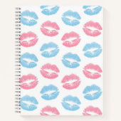 Blaue und rosa Lippenmuster, Lipstick, Kiss Notizblock (Vorderseite)