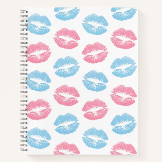 Blaue und rosa Lippenmuster, Lipstick, Kiss Notizblock (Vorderseite)