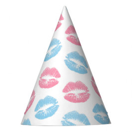 Blaue und rosa Lippenmuster, Lipstick, Kiss Partyhütchen