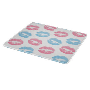 Blaue und rosa Lippenmuster, Lipstick, Kiss Schneidebrett