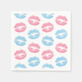 Blaue und rosa Lippenmuster, Lipstick, Kiss Serviette (Vorderseite)