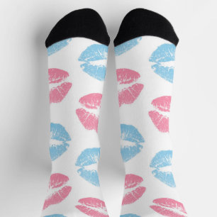 Blaue und rosa Lippenmuster, Lipstick, Kiss Socken