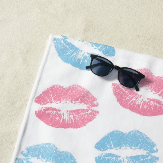 Blaue und rosa Lippenmuster, Lipstick, Kiss Strandtuch (Beispiel)