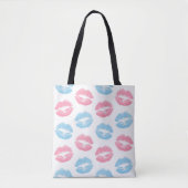 Blaue und rosa Lippenmuster, Lipstick, Kiss Tasche (Vorderseite)