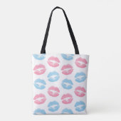 Blaue und rosa Lippenmuster, Lipstick, Kiss Tasche (Rückseite)