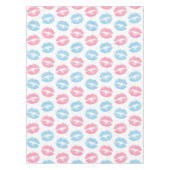 Blaue und rosa Lippenmuster, Lipstick, Kiss Tischdecke (Vorderseite)