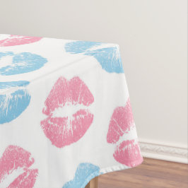 Blaue und rosa Lippenmuster, Lipstick, Kiss Tischdecke