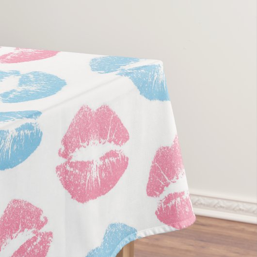Blaue und rosa Lippenmuster, Lipstick, Kiss Tischdecke (Beispiel)