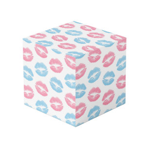 Blaue und rosa Lippenmuster, Lipstick, Kiss Würfel