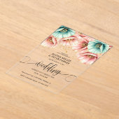 Blaue und rosa Mohnfarben Einladung Hochzeitsfeier (Ablage )