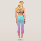 Blaue und rosa Ober Gefälle Hoher Waisted Capris (Rückseite)