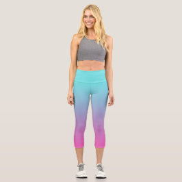 Blaue und rosa Ober Gefälle Hoher Waisted Capris