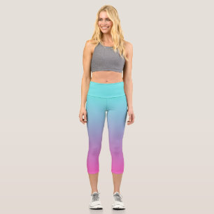 Blaue und rosa Ober Gefälle Hoher Waisted Capris