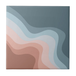 Blaue und rosa Retro-Wellen Fliese