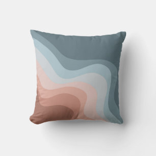 Blaue und rosa Retro-Wellen Kissen
