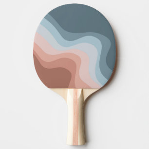 Blaue und rosa Retro-Wellen Tischtennis Schläger
