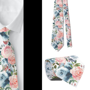 Blaue und rosa Rosen Blumen Florale formelle Krawa Krawatte