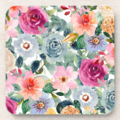 Blaue und rosa Rosen Getränkeuntersetzer (Vorderseite)