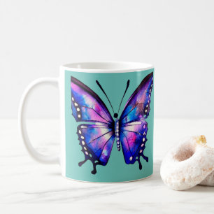 Blaue und rosa Schmetterling Kaffeetasse