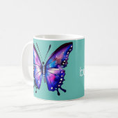 Blaue und rosa Schmetterling Kaffeetasse (Vorderseite Links)