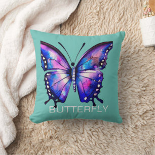 Blaue und rosa Schmetterling Kissen