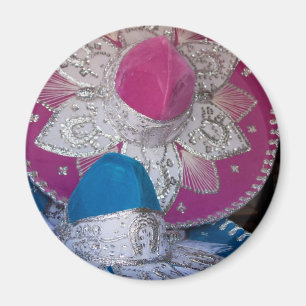 Blaue und rosa Sombreros Magnet