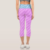 Blaue und rosa Streifen Capri Leggings (Rückseite)