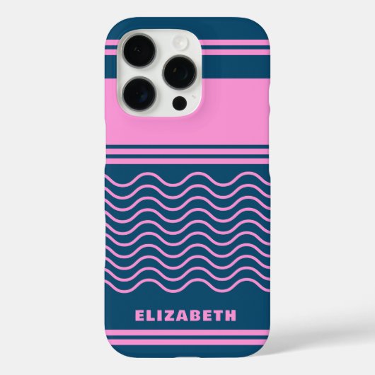 Blaue und rosa Streifen Muster Personalisiert Case-Mate iPhone Hülle (Rückseite)