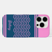 Blaue und rosa Streifen Muster Personalisiert Case-Mate iPhone Hülle (Rückseite (Horizontal))