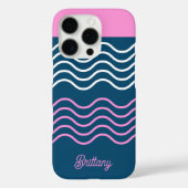 Blaue und rosa Streifen Muster Personalisiert Case-Mate iPhone Hülle (Rückseite)