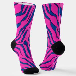 Blaue und rosa Tiger Streifen Tierfarbe2 Socken