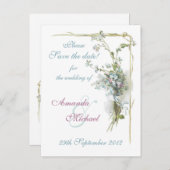 Blaue und rosa Vergissmeinnichte Ankündigungspostkarte (Vorne/Hinten)