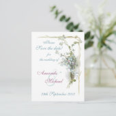 Blaue und rosa Vergissmeinnichte Ankündigungspostkarte (Stehend Vorderseite)